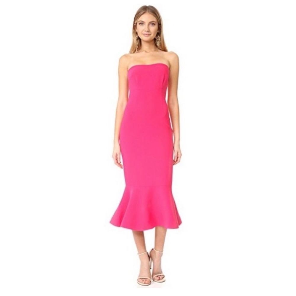 Cinq a Sept Luna Dress Fuchsia Pink Strapless Mermaid Midi NWT Size 8